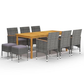 vidaXL Juego De Comedor De Jard&iacute;n De 11 Piezas Gris Vidaxl