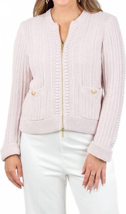 Kinross Cashmere Clara Bobble Zip Cardigan In Ballet Bas