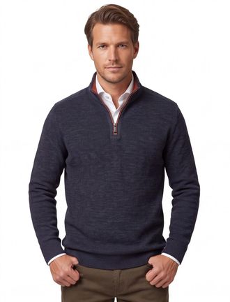 Casamoda Casa Moda donkerblauw half-zip trui katoen