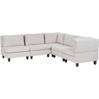 Beliani Divano ad angolo modulare 5 posti tessuto beige chiaro lato sinistro Unstad