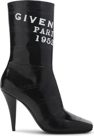 Givenchy Schoenen, Dames, Zwart, 36 1/2 EU, Leer, Sliced Square Tape Enkellaarzen