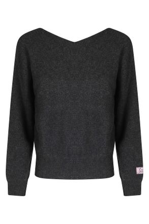 Essentiel Steel Pulse Deep V-Neck Cropped Pullover Sweater