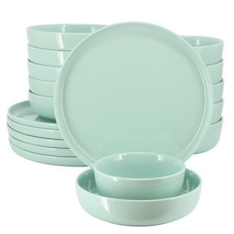 Elama Duncan 18 Piece Porcelain Dinnerware Set in Green at Nordstrom
