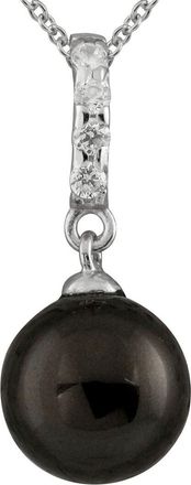 Splendid Pearls Silver 10mm Pearl CZ pendant