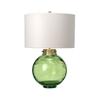 Loops Table Lamp Origami Shade Metalwork Aged Brass Glassware Dark Green LED E27 60W