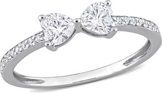 Mimi & Max 3/5ct DEW Created Moissanite Duo Heart Ring in Sterling Silver