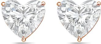 Diana M. Jewels 14Kt Rose Gold 4.00 cts Lab Grown Heart shaped Diamond Studs
