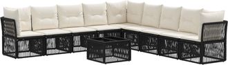 vidaXL Conjunto De Sof&aacute;s De Jard&iacute;n 10 Uds. Negro Rat&aacute;n Sint&eacute;tico Vidaxl