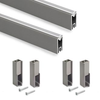 Emuca Emuca Lote De 2 Barras Para Armario Luxe De Longitud 0.75m Con Soportes, Aluminio Y Pl&aacute;stico, Titanio