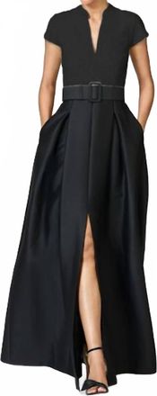 Sachin & Babi Arden Belted Gown In Black