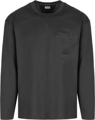 C.P. Company C.P. Company, Long Sleeve T-Shirts, male, Gray, S, Mercerized LS Pocket