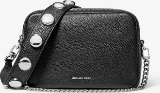 Michael Kors Bryant Medium Studded Pebbled Leather Camera Crossbody Bag