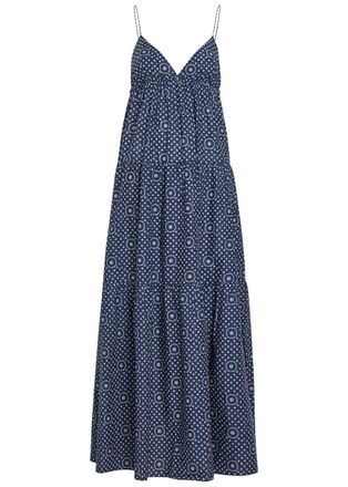 Matteau Printed Tiered Cotton-poplin Midi Sundress - Blue - 3 (UK 10 / M)
