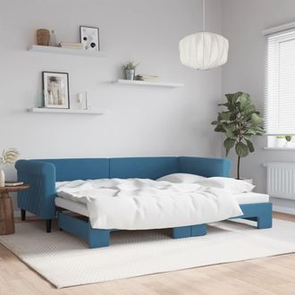 vidaXL Sof&aacute; Cama Nido Terciopelo Azul 90x200 Cm Vidaxl