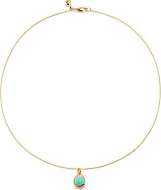 Monica Vinader Birthstone Locket Pendant Necklace in 18Ct Gold Vermeil /Turquoise at Nordstrom