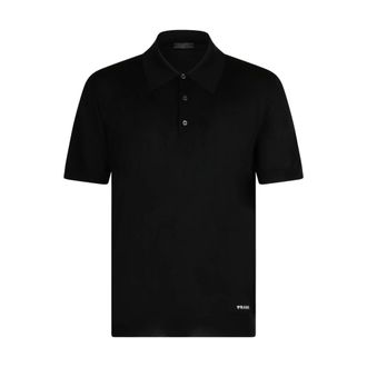 Prada Embroidered Logo Polo Shirt - male - Prada - Polo Shirts - Black - M - Tops