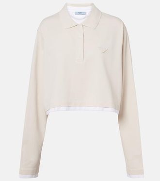 Prada Cotton piqu&eacute; and jersey polo shirt
