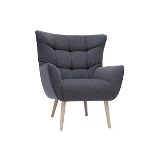 Miliboo Miliboo - Sill&oacute;n N&oacute;rdico Efecto Terciopelo Gris Oscuro Y Madera Avery