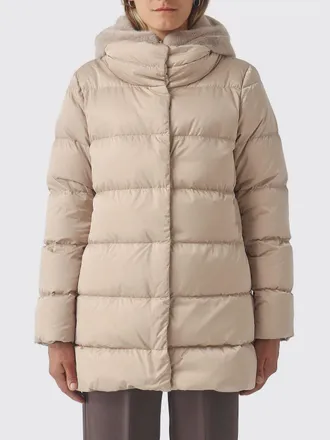 Herno Piumino lungo in raso tecnico idrorepellente con cappuccio in shearling
