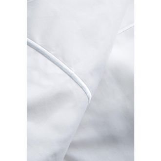 Melange Home Marrow Stripe Cotton Percale Duvet Set in White/white at Nordstrom Rack, Size Full/queen