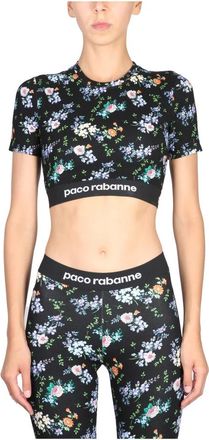 Paco Rabanne Top Fantasia Banda Logo - Dames - T-shirts - Veelkleurig - S - Tops