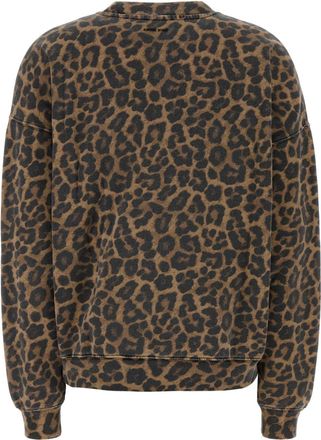 Anine Bing Womens Printed Cotton Oversize Miles Sweatshirt Blackandbrownleopard Exterior: Felpe Sweater