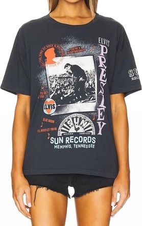 Daydreamer Sun Records Elvis Polaroid Collage Merch Tee In Vintage Black