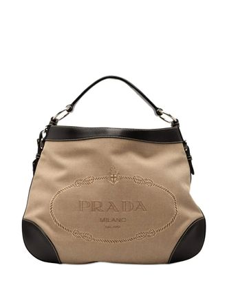 Prada 2000-2025 Canvas Canapa Logo hobo bag - women - Canvas - One Size - Brown