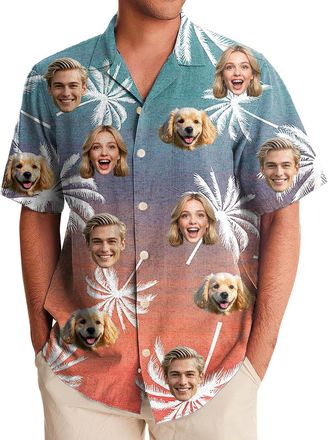 Generic Custom Hawaiian Shirt for Men, Personalised Face Shirt, Shiteshirts for Men, Funny Hawaiian Shirts, Button Down Short Sleeve