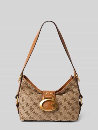 Guess Shoulder Bag mit Allover-Logo-Stitching Modell Camden in Cognac, Gr&ouml;&szlig;e 1