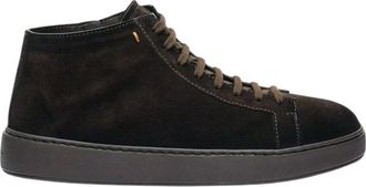 Santoni Hoge vetersneakers - Heren - Schoenen - Bruin - Maat: 42 1/2 EU Zijde