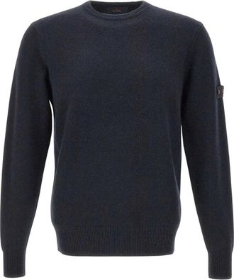 Peuterey Sweater met logopatch - Heren - Ronde hals truien - Blauw - XL - Truien & Vesten