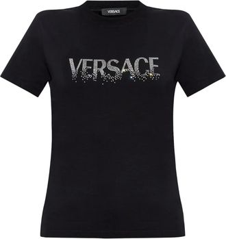 Versace T-shirt con decorazione di cristalli - Nero