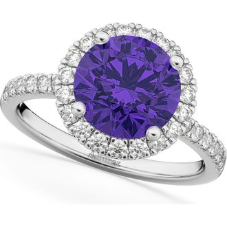 Allurez Halo Tanzanite & Diamond Engagement Ring 14K in 2.80Ct/white Gold at Nordstrom, Size 5.5