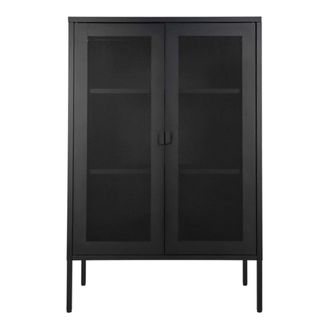 Moloo Mueble de almacenaje 2 puertas de malla met&aacute;lica negra 80x120cm