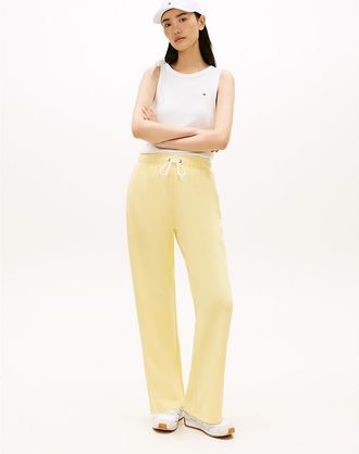Tommy Hilfiger Womens Brushed-Back Wide Leg Sweatpant - Citronella - XL