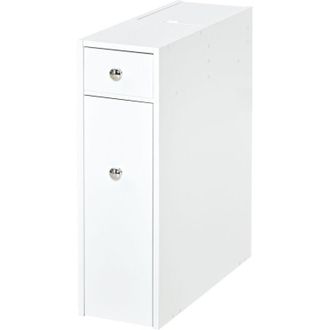 HOMCOM Homcom Armario Auxiliar De Ba&ntilde;o Mueble De Ba&ntilde;o Estrecho Con 2 Cajones Y Compartimiento Superior Con Tapa Para Lavabo Ducha 17x48x58 Cm Blanco
