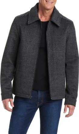 Vince Camuto Plaid Flannel Zip Jacket in Charcoal Prince Of Wales at Nordstrom, Size Xx-Large