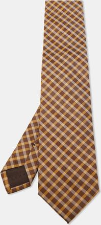 HUGO BOSS Boss By Hugo Boss Brown/yellow Check Patterned Silk Tie