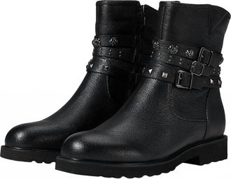 David Tate Womens Blade Leather Boots In Black Pebble Grain