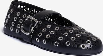 Alaia Gestanzte Lederballerinas mit &Ouml;sen Vienne