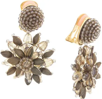 Oscar De La Renta Beaded & Raffia Sun Earrings