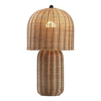 Jonathan Y Designs Minna 22.5 Modern Coastal Woven Rattan Arched LED Table Lamp in Natural Brown at Nordstrom