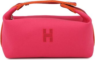 Herm&egrave;s Silver Canvas Pouch (Pre-Owned)