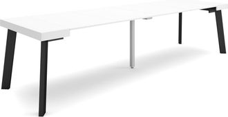 Skraut Home Mesa Consola Extensible, Mesa Comedor Plegable, 300, Para 14 Comensales, Patas De Madera, Estilo Moderno, Blanco - Skraut Home