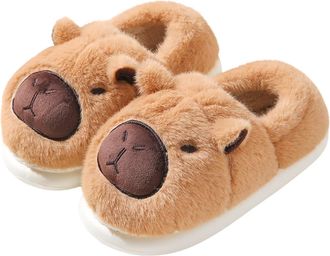 Generic Capybara Plush Slippers for Adults, Cute Fuzzy Warm Winter House Shoes, Soft Cozy Indoor Bedroom Slippers (Brown, One Size, Adult, Women, 8.5, Numeric