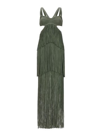 H&eacute;rve L&eacute;ger strappy tiered fringe dress