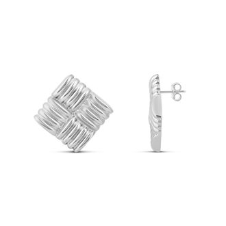 SHYMI Textured Square Statement Earrings - 14K Gold Filled, Rhodium Plated, Lightweight, Day to Night