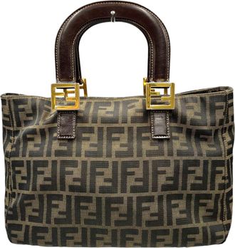 Fendi Brown Zucca Handbag Tote Bag (Pre-Owned)
