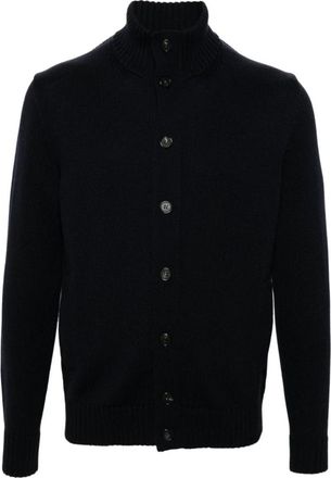 Zanone Navy Blauw Wol Gebreide Trui - Heren - Vesten - Zwart - 2XL - Wol - Truien & Vesten